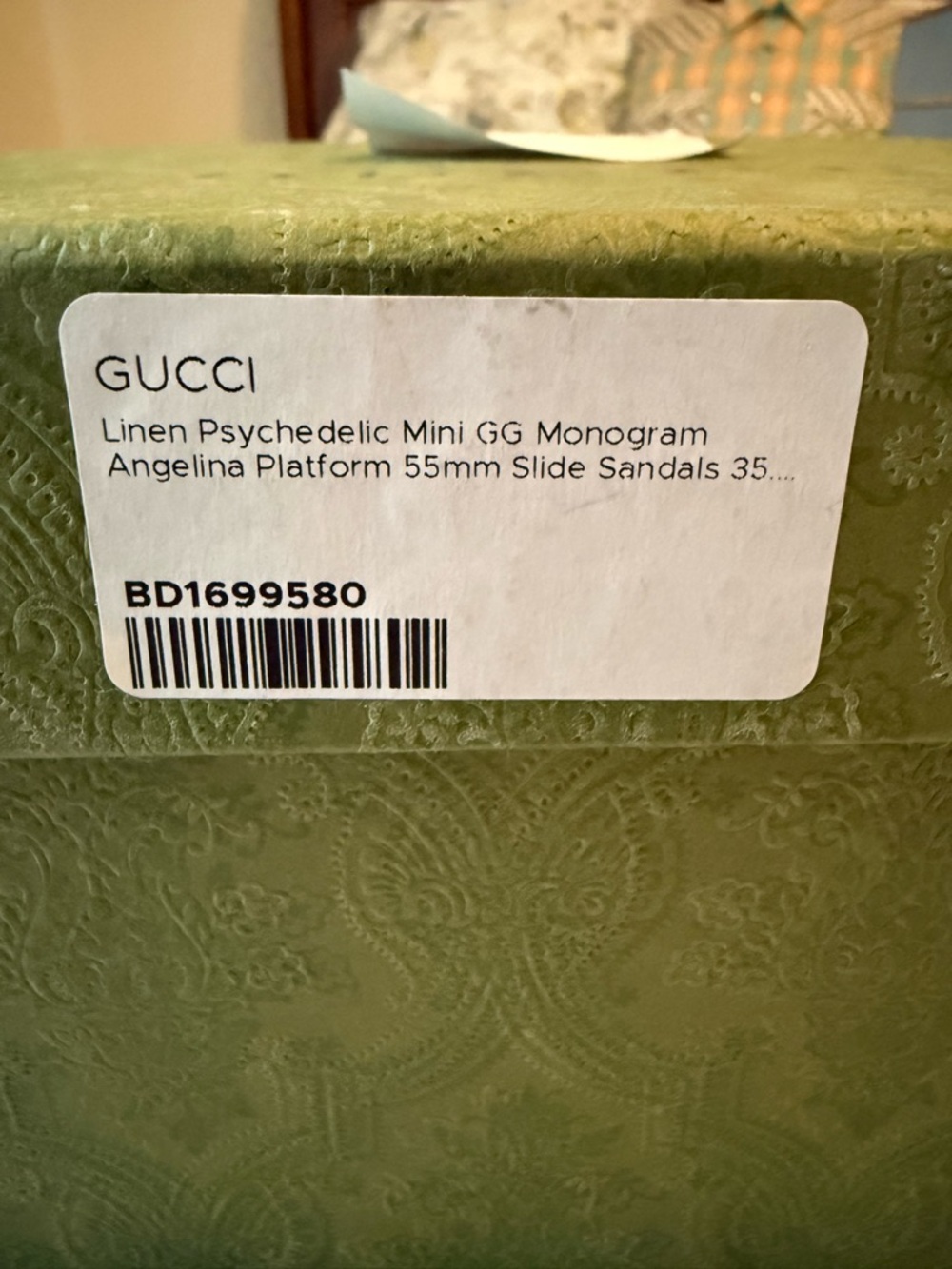 Gucci Linen Psychedelic Mini GG Monogram Angelina Platform Slides - Picture 5 of 5